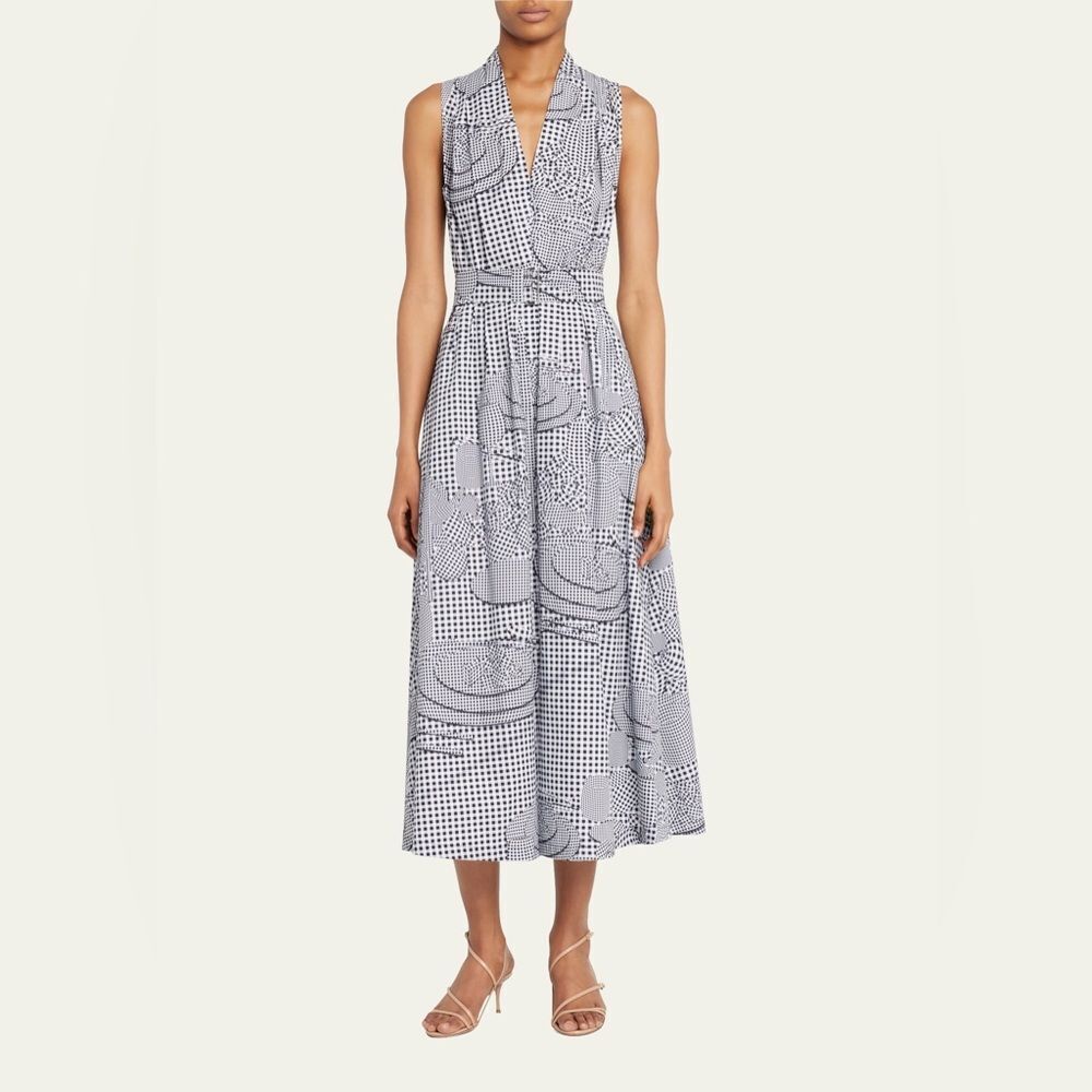 LELA ROSE
Abstract-Print V-Neck Belted Dress 12 - Picture 2 of 12
